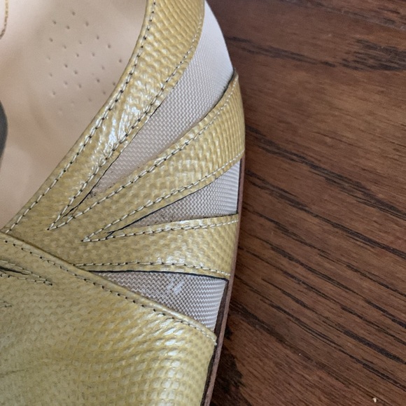 Linea Verde Sz 38 Italian Marigold Leather Snake Square Toe Heel Mesh Cut Outs - Picture 12 of 12